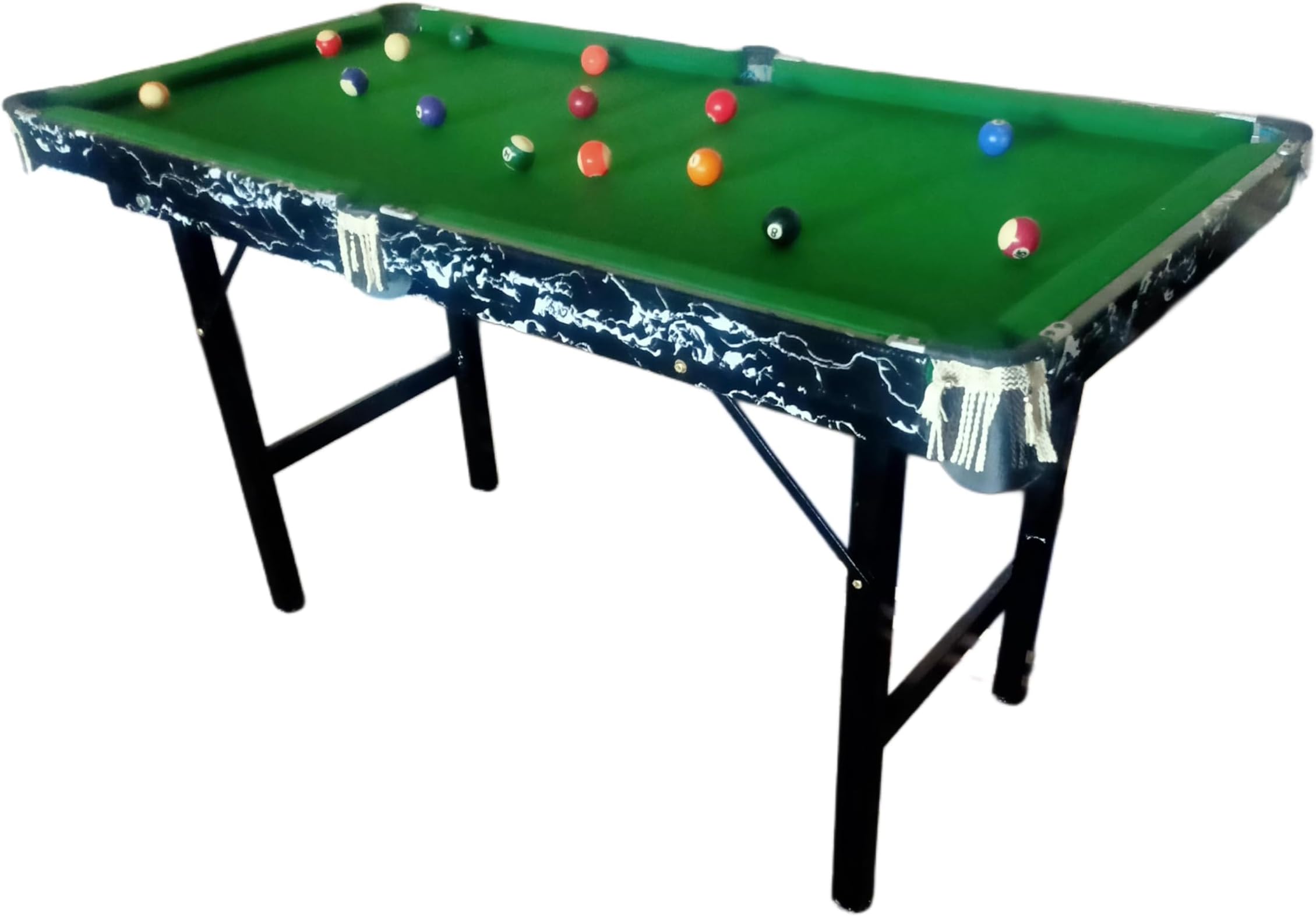 Global Sports 55" Folding Pool Table Set Mini Billiard Pool Table Portable Table Top Snooker Game with Accessory, Simple Assembly, Green