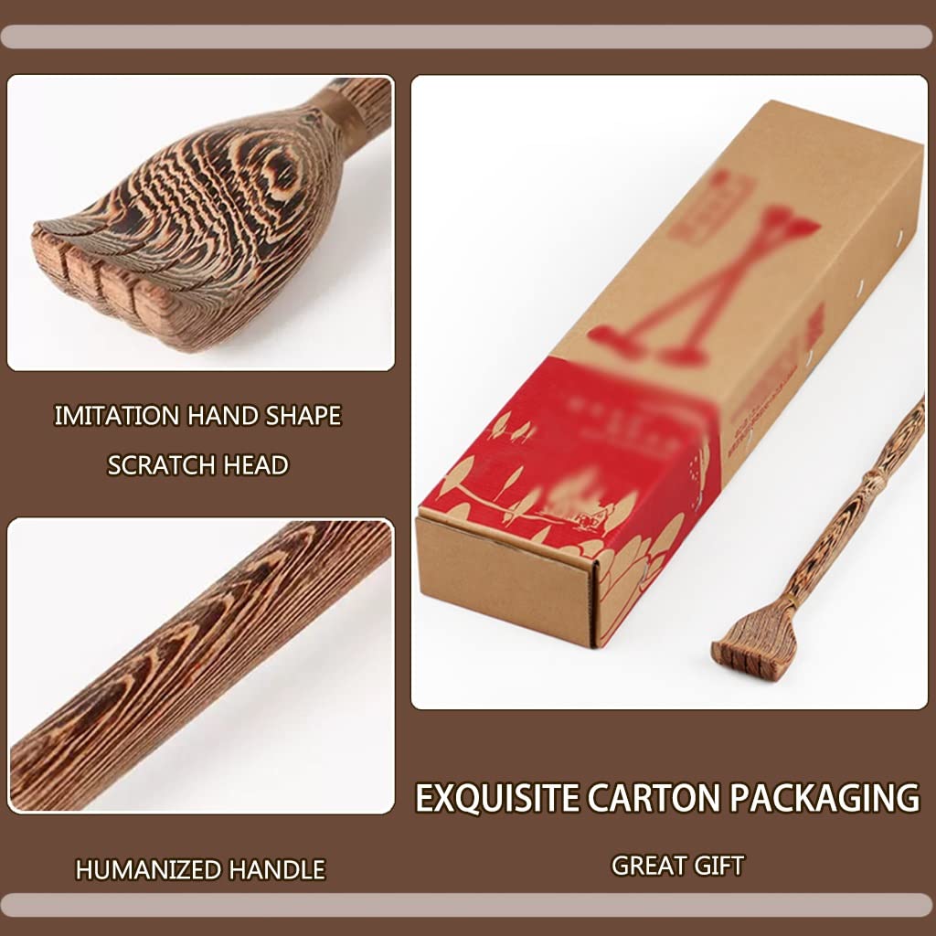 Rückenkratzer, Rückenkratzer for ältere Menschen, Mehrzweck-Rückenkratzer mit langem Griff + Massagehammer, Komfortables Kratzwerkzeug(Gourd)