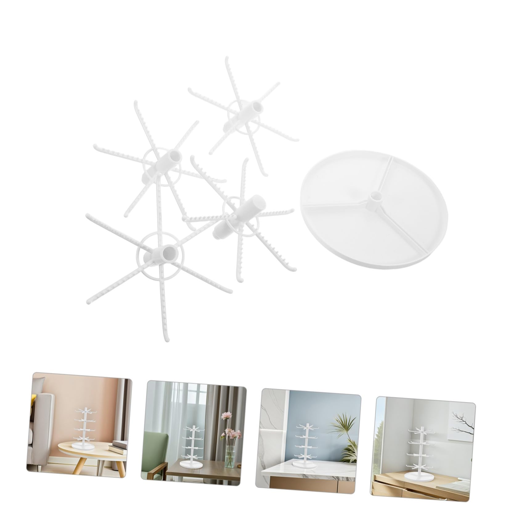 LABRIMP Espositore per Orecchini ad Albero Multistrato Bianco in Plastico | Organizer Gioielli per Casa ed Esposizioni, Supporto per Gioielli Design Multiuso, Adatto a Chiavi