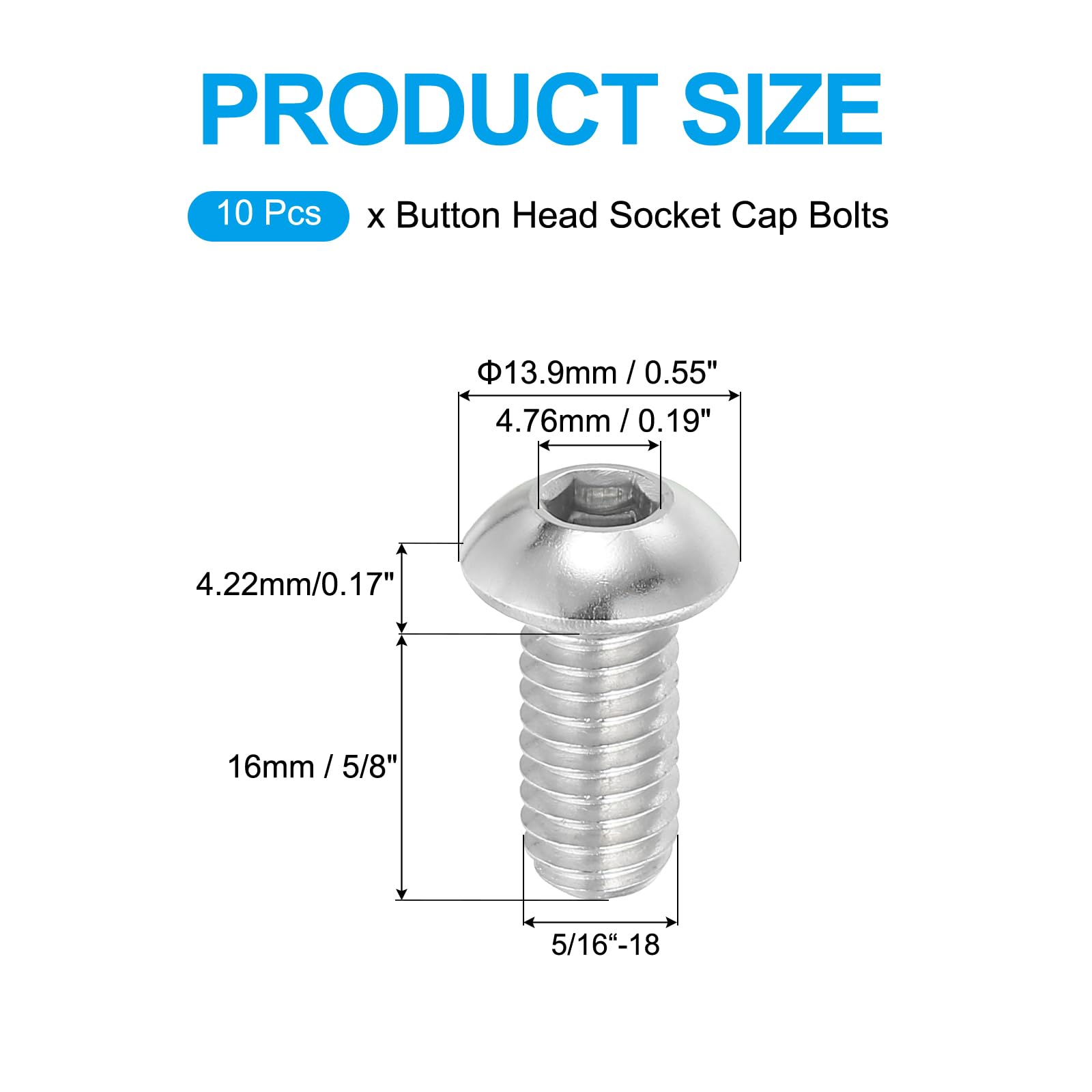 PATIKIL 5/16-18x5/8" Button Head Socket Cap Screws - Image 2