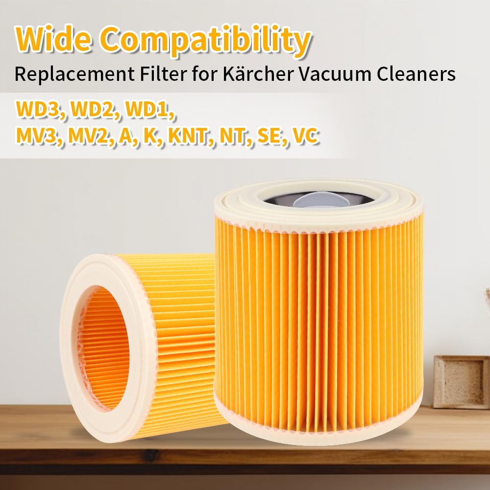 4 filtri per aspirapolvere Kärcher WD3, WD2, MV, A, K, KNT, NT, SE, VC, 4 filtri + 4 viti di chiusura per karcher wd3 filtri, chi soffre di allergie contro gli odori delle polveri sottili