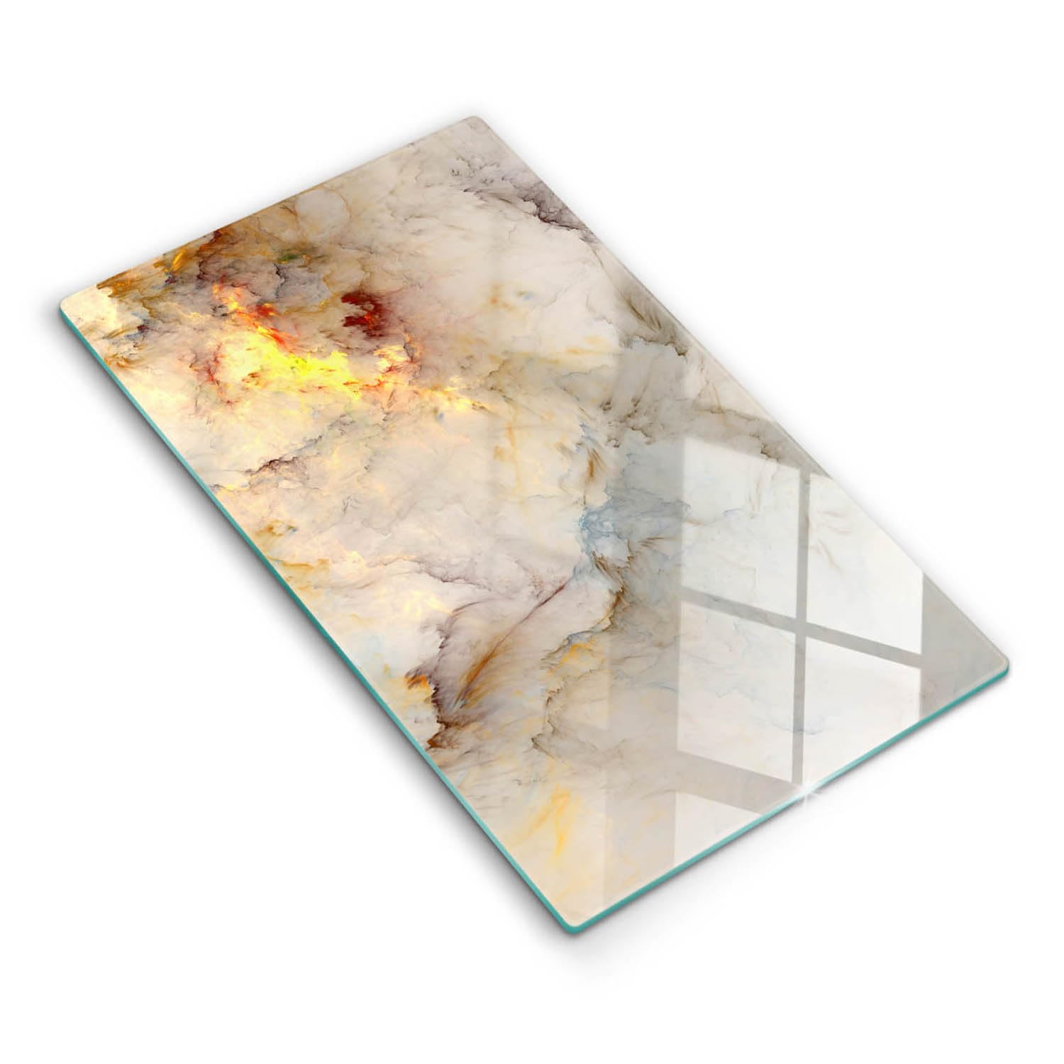 Planche à Découper Cuisson Wallfluent 30x52cm en Verre Effet Marbre et Or