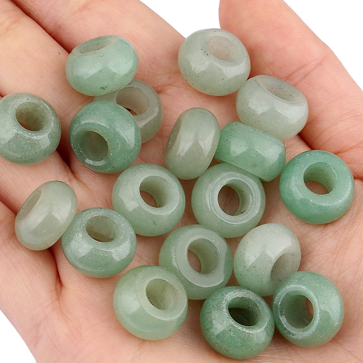 Nupuyai Green Aventurine Large Hole Stone Rondelle Loose Charms fits Bracelet - Image 2