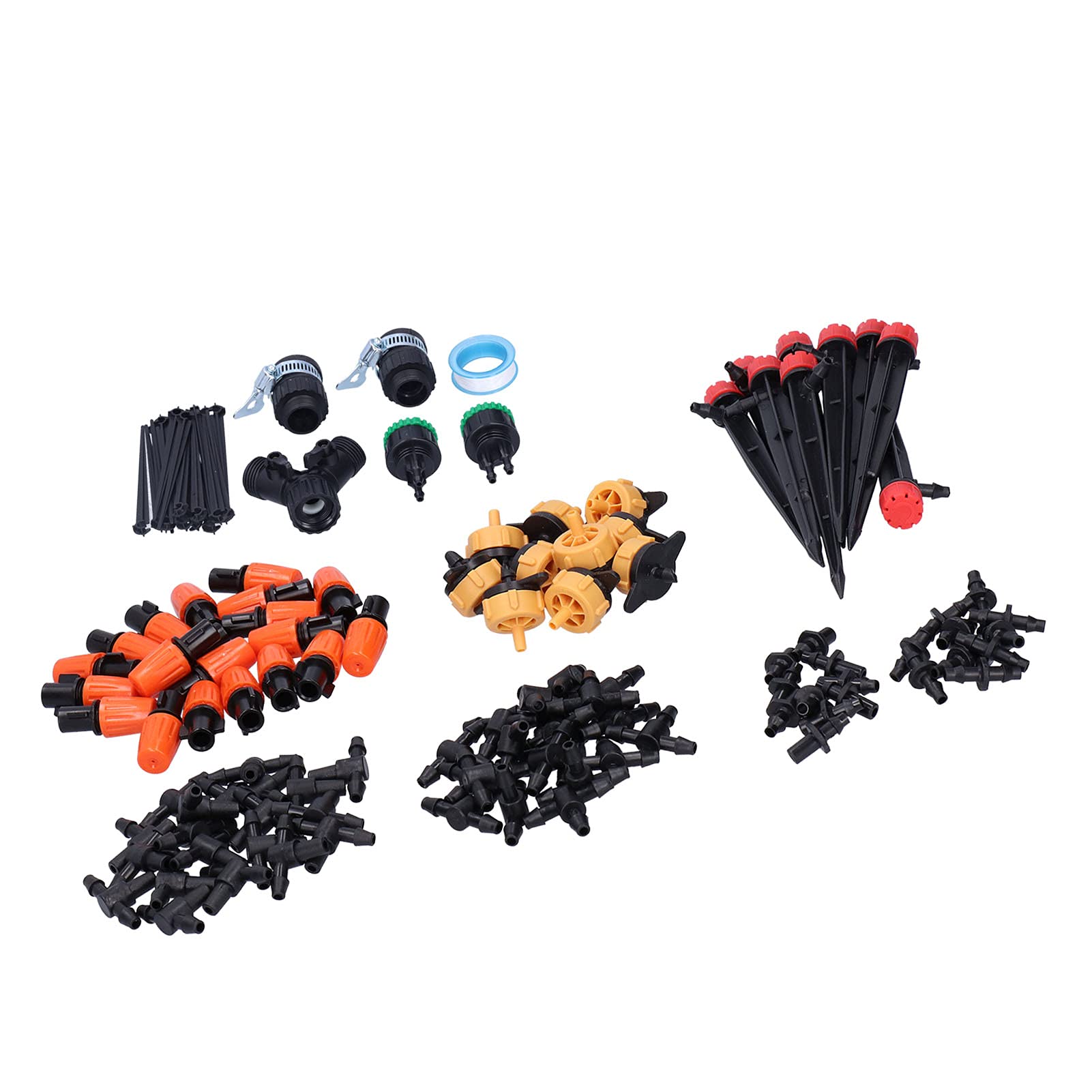 Kit di irrigazione a goccia 40M 4/7, di irrigazione per giardino con ugelli regolabili, kit di irrigazione automatica per serra, prato e orto con valvola a doppio scarico e