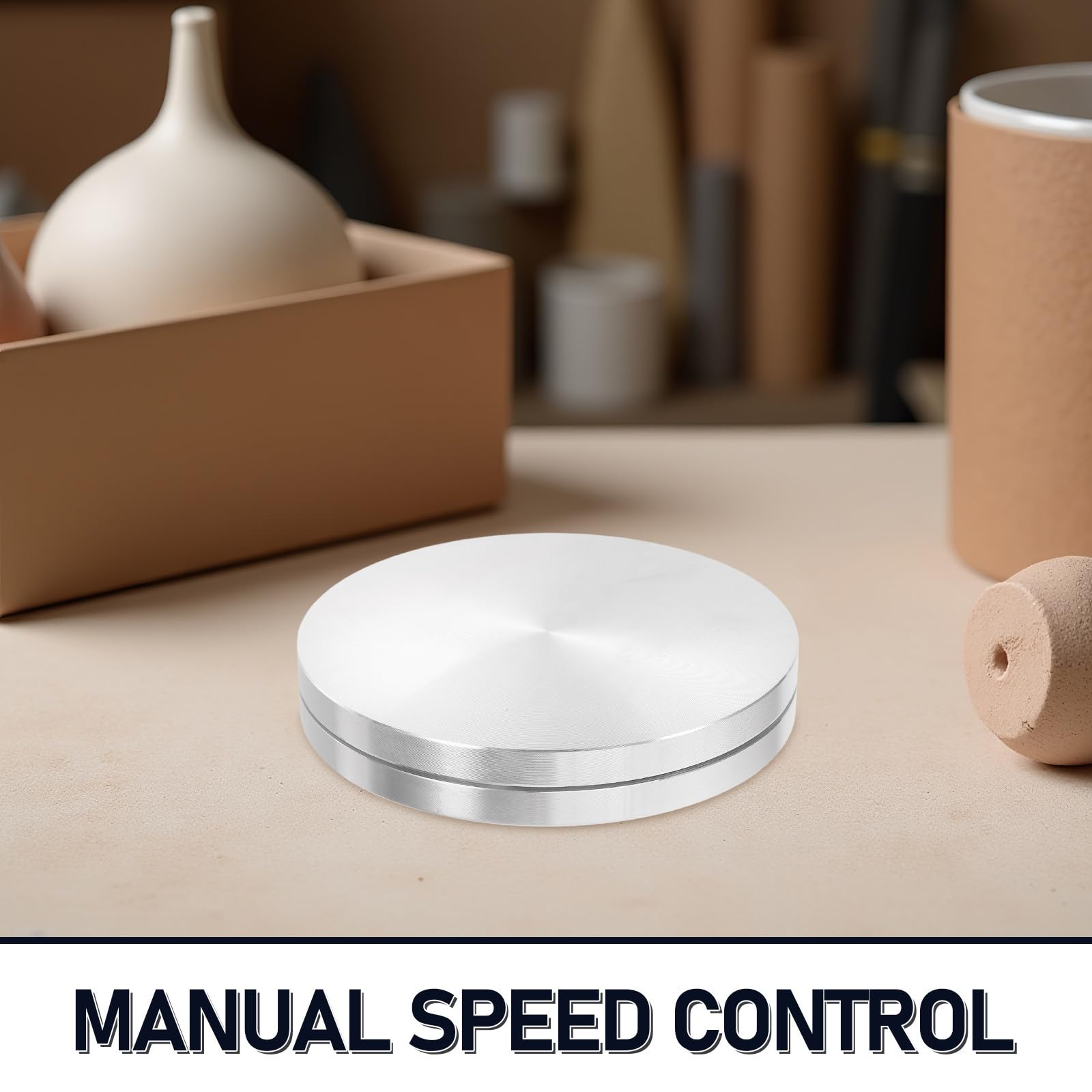 POPETPOP Torno Giratorio Manual de Aleación para Cerámica y Arcilla Control de Velocidad y Rueda de Bandas, Adecuado para Tareas de Alfarería y Recorte