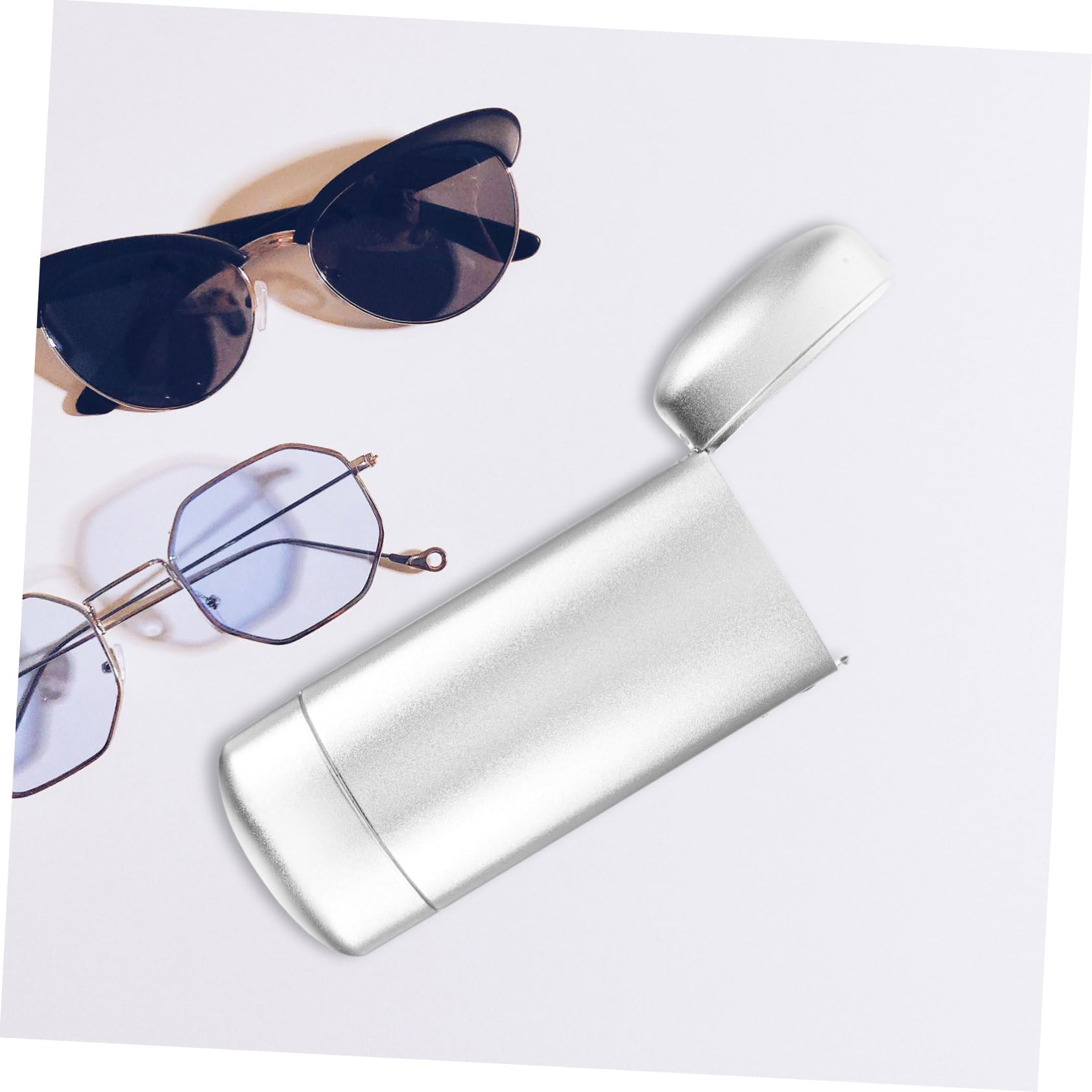 Veemoon estuche de aluminio para gafas brillante Gafas de sol titular de gafas estuche de anteojos plegable estuche de gafas de viaje estuche para gafas de viaje aleación de aluminio Plata