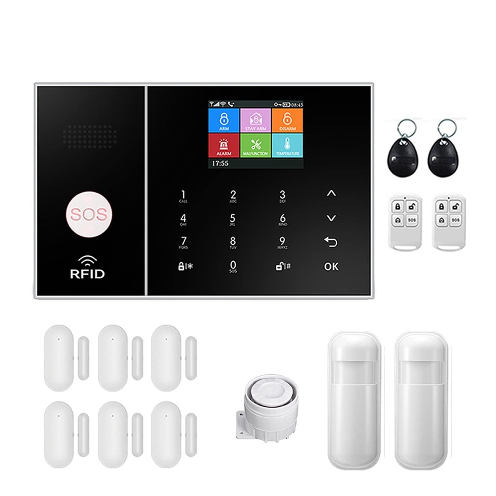 Sin Cuotas Mensuales El de alarma seguridad Tuya Gsm funciona con la cámara IP del Sensor ventana puerta humo Detector movimiento antirrobo hogar(C)