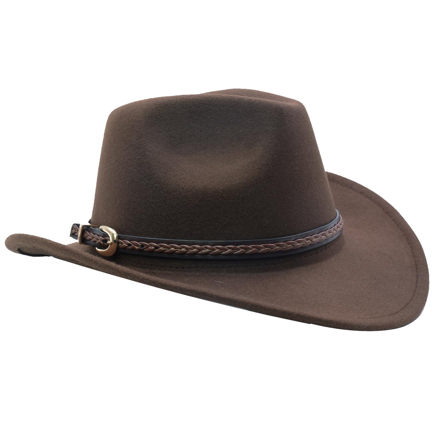 Cappello da cowgirl da cowboy occidentale classico in feltro a tesa larga da uomo e donna con fibbia per cintura