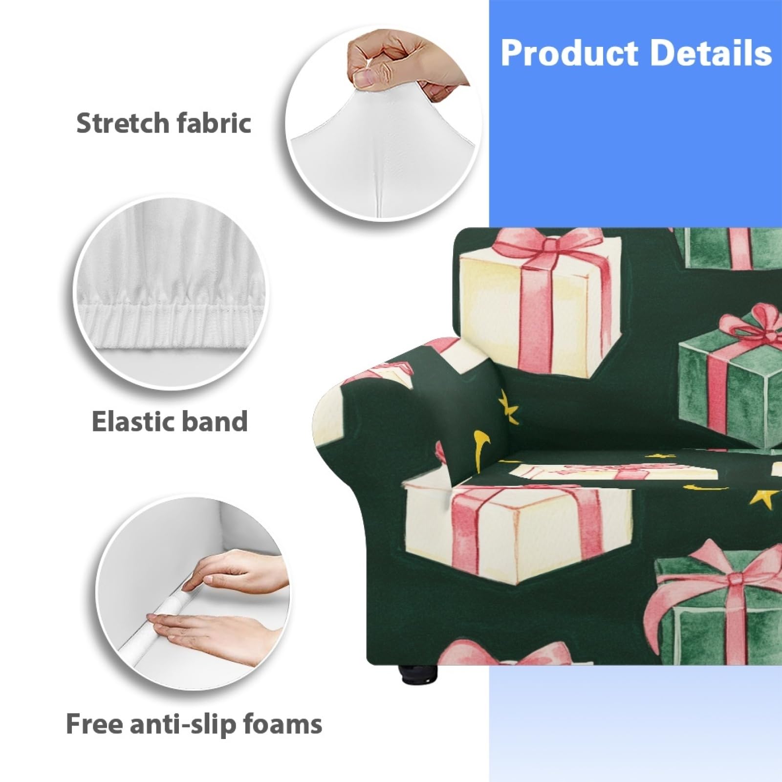Housse Canapé 3 Places Étoile Jaune Housse Canapé Extensible 1 Places,avec Accoudoirs,Super Élastique Sofa Cover,Antidérapante,Antisalissure,Lavable
