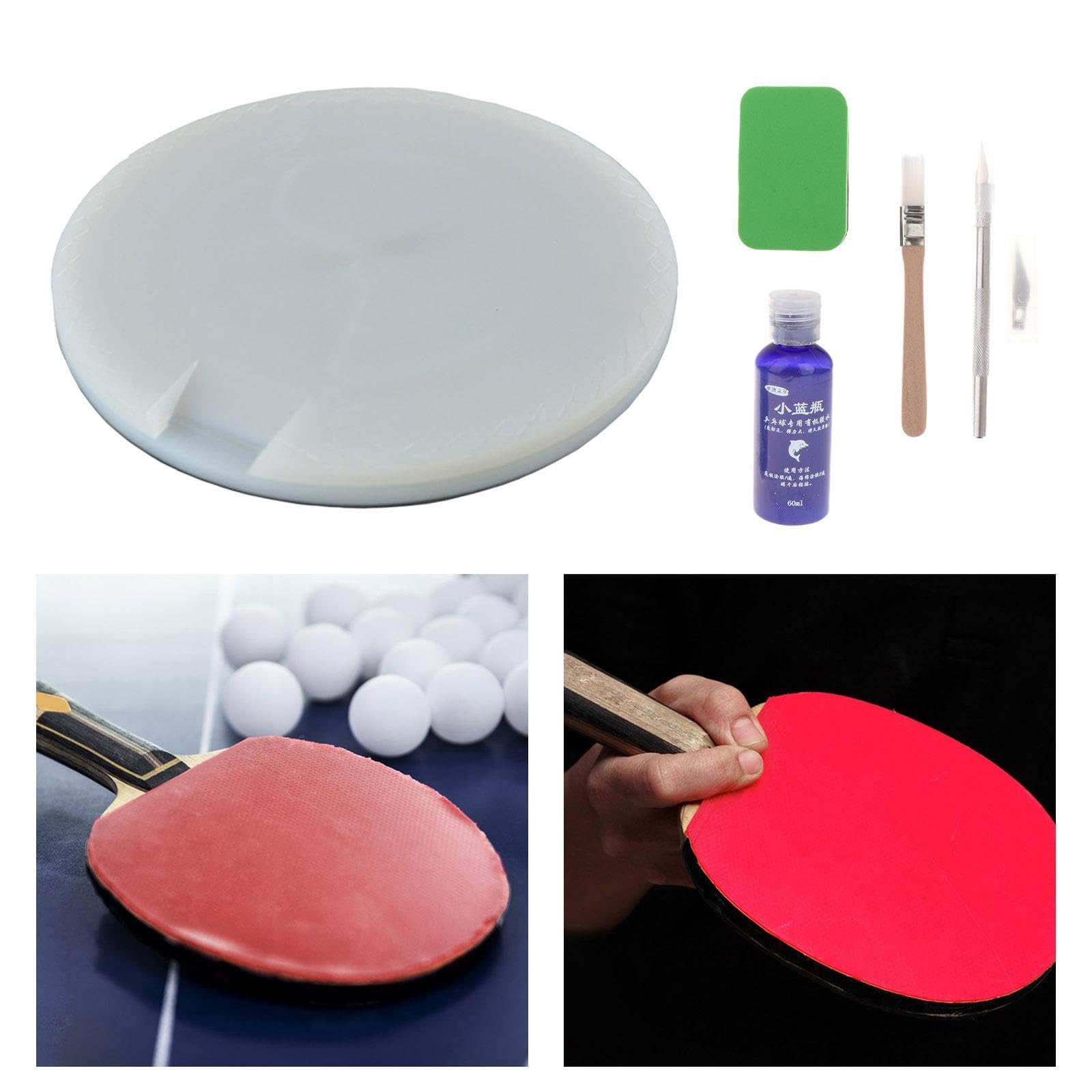 kowaku Table Tennis Rubber Cutting Board Sponge Cleaner with Table Tennis Glue Rotating Accessories Non Slip PE Board DIY Kits