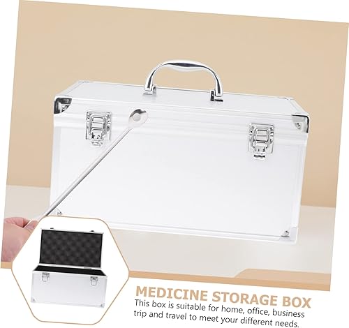 Miniatura 9 de Cabilock Caja de herramientas de aluminio con cierre de seguridad Caja de almacenamiento de gran capacidad para herramientas, medicamentos y más