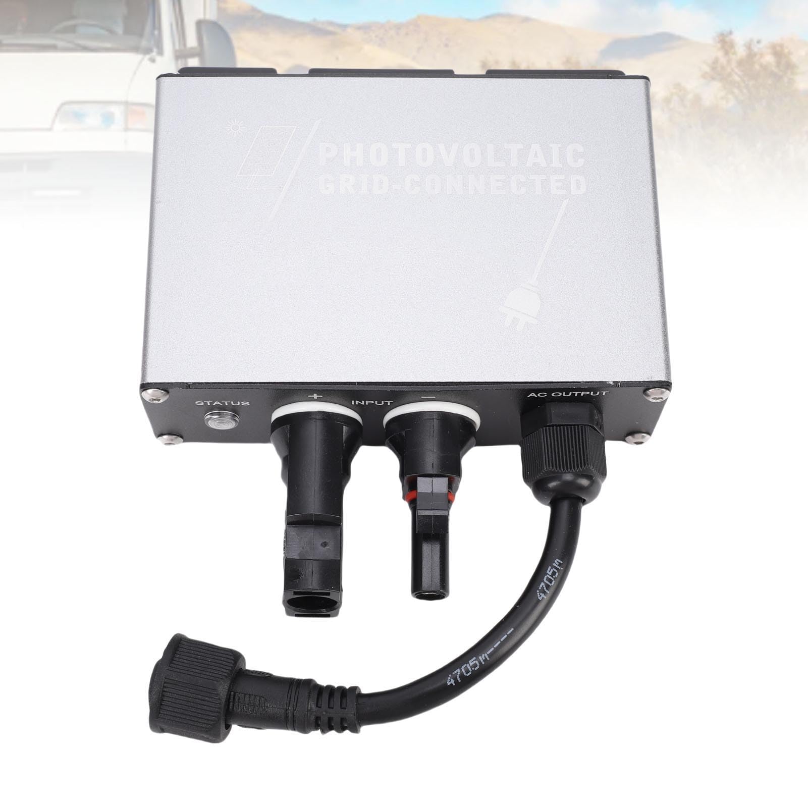 BuyWeek Inversor de Conexión a Red de 100 W, Entrada de Batería de 12V/24V CC a Microinversor de Salida de 180V-265V CA, Soporte a Prueba de Agua IP45 Conexión Rápida a Red