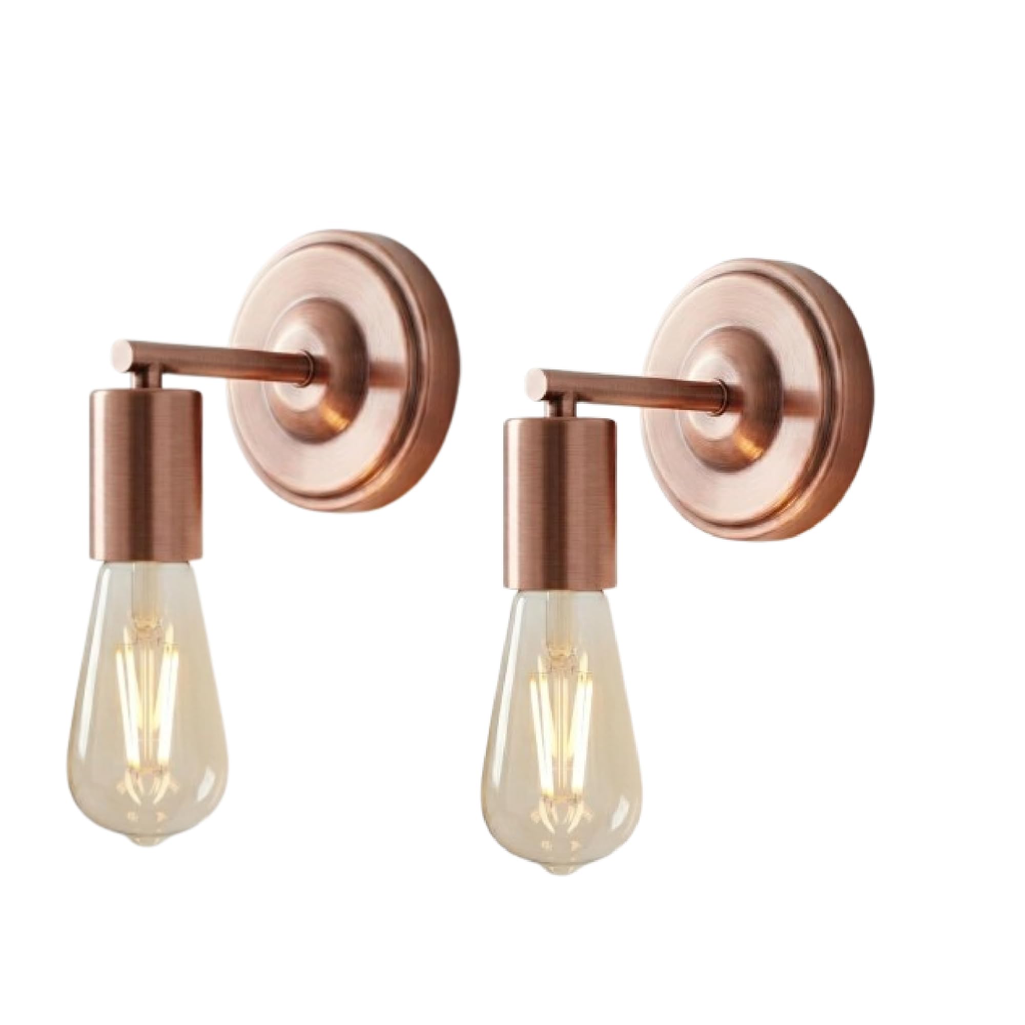Dc Voltage Copper 2 Pack Vintage Wall Lamp With E27 Metal Sconce