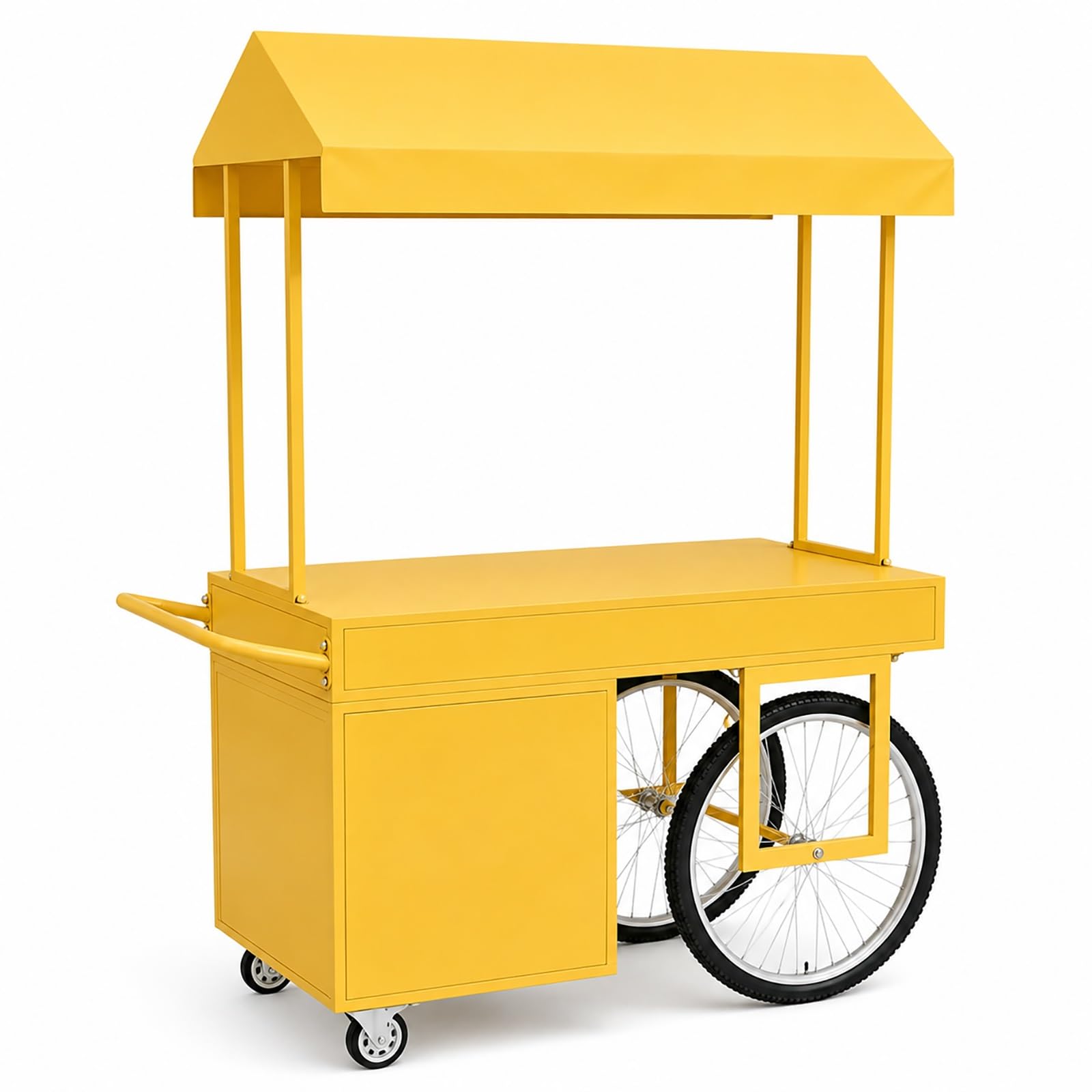 ZDMZR Display Stand with Cabinet, Vendor Booth with Ergonomic Push Bar, Market Stall for Coffee, Lemonade, Bakery Farmers(140x70x200CM/55x27x79IN)