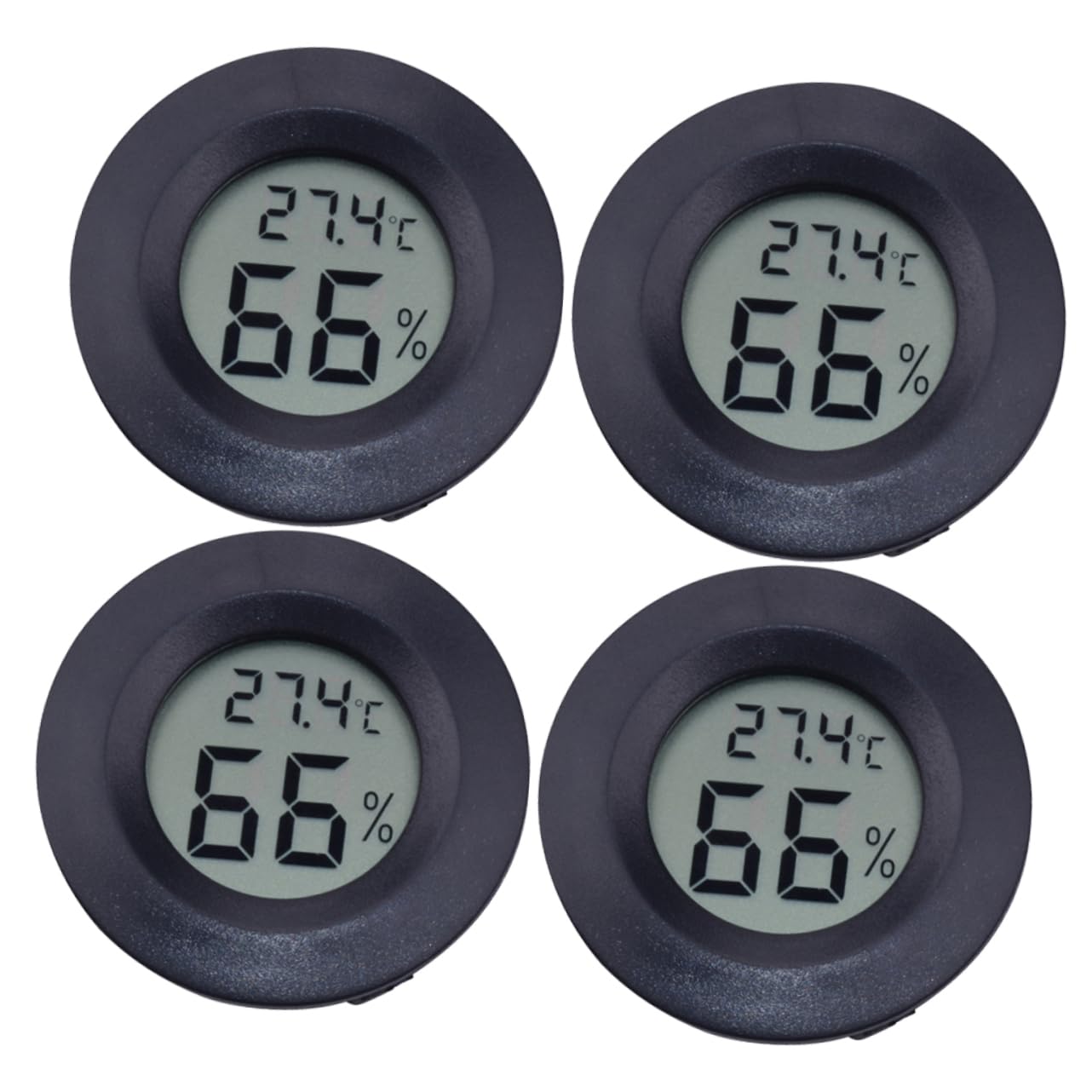 POPETPOP 12piezas Termómetro y Higrómetro Digital Para Reptiles Medidor De Temperatura y Acrílico Redondo Para Terrarios y Negro