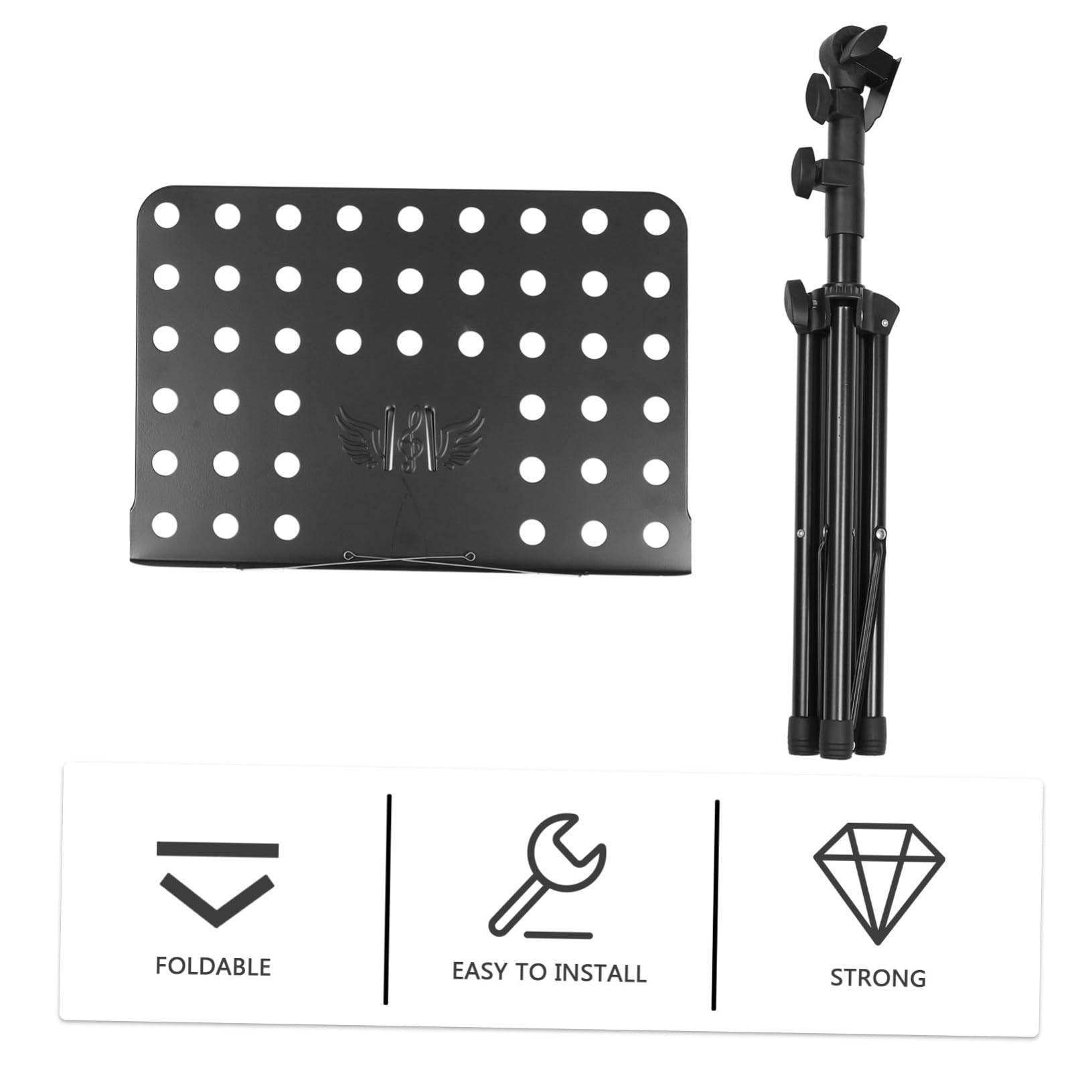 ABOOFAN Pupitre Support Multi-angle Pliable Portable en Acier Doux et Abs Noir pour Partitions et Livres, pour Performance Musicale et Guitare