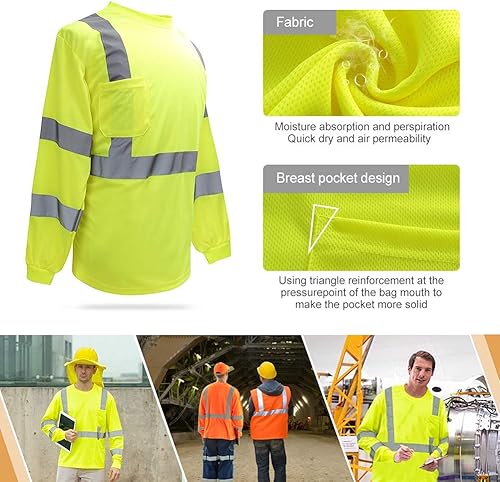 Miniatura 8 de A-SAFETY Camiseta de seguridad con logotipo reflectante de alta visibilidad de alta visibilidad