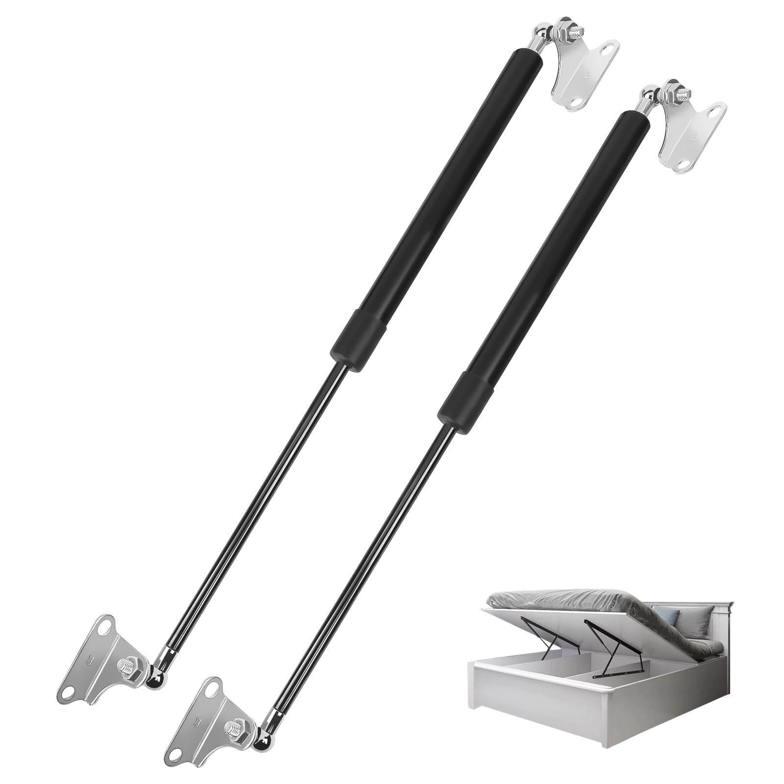 Vérins à gaz de 500 mm, 245 N/25 kg, 2 ressorts de levage universels réglables, ressort à gaz avec kit de montage pour lit ottoman, couvercle lourd, trappe de sol, porte, armoire de cuisine, boîte de
