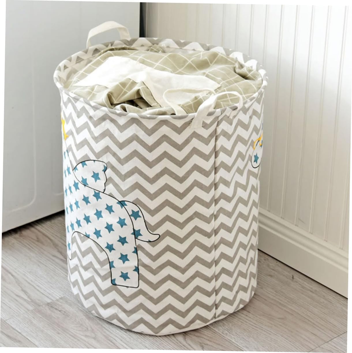 BESTYASH Foldable Cotton Linen Laundry Basket for Clothes Storage Dirty Clothes Organizer Hamper Container Lightweight Laundry Hamper for Bedroom Living Bathroom Office Use