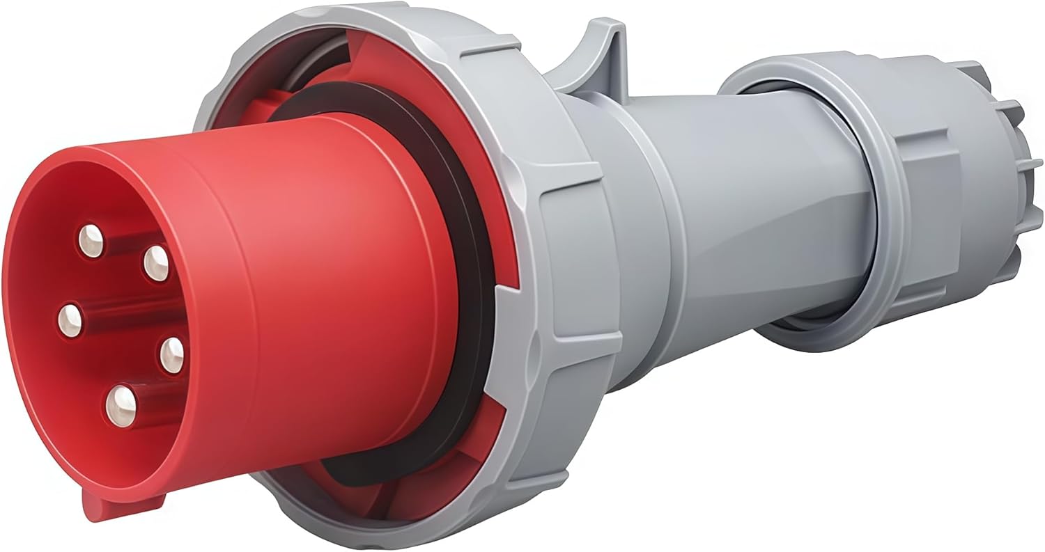IEC 60309 Waterproof Industrial Connector Socket, 5 Pin 125A(UI Standard 100A) 380-415V 3P+E+N 6H IP67 Female Power Connector, Heavy Duty CEE Industrial Socket for Aviation and Industry