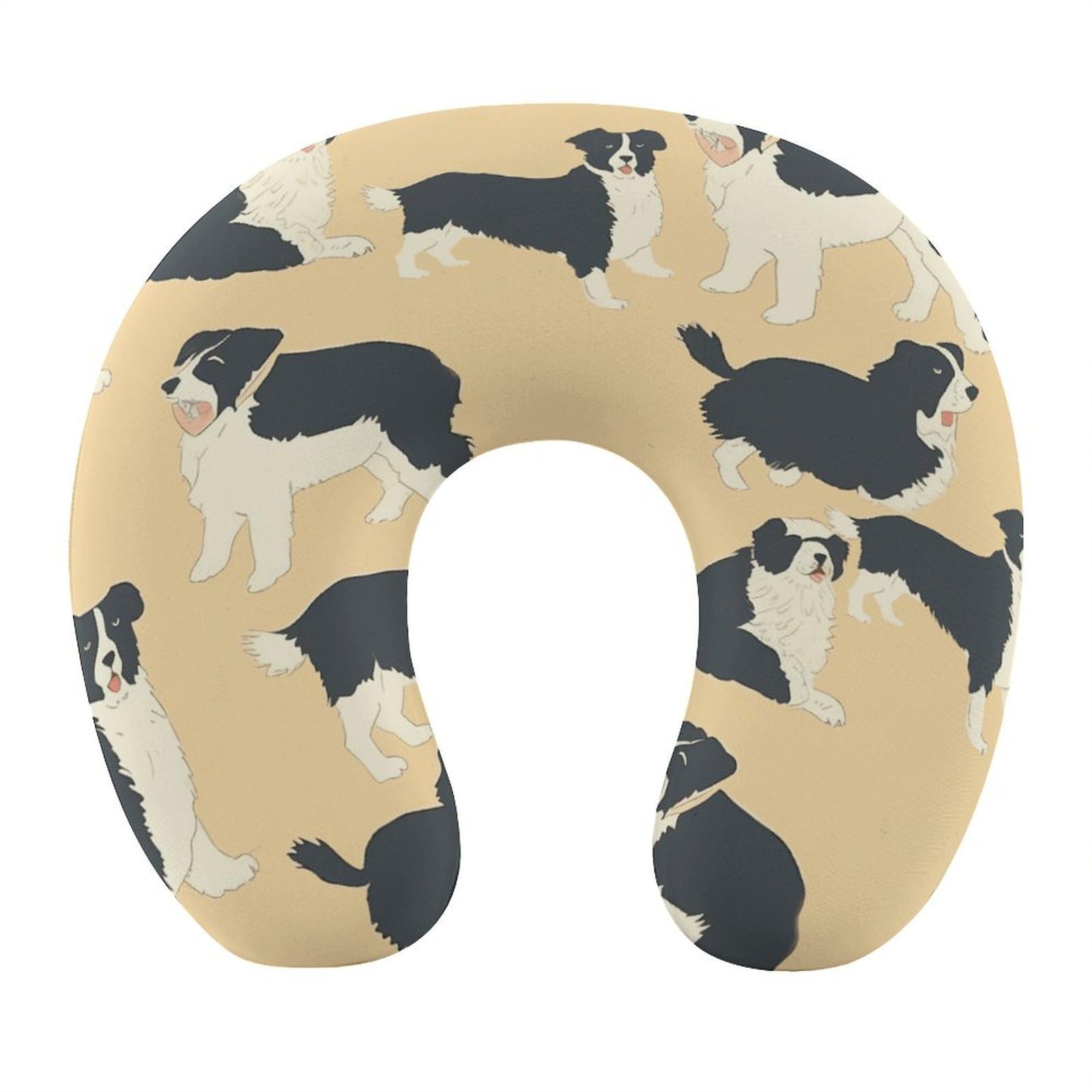 Btcowzrv Style Border Collie Pattern U Shaped Neck Pillow Travel Pillows