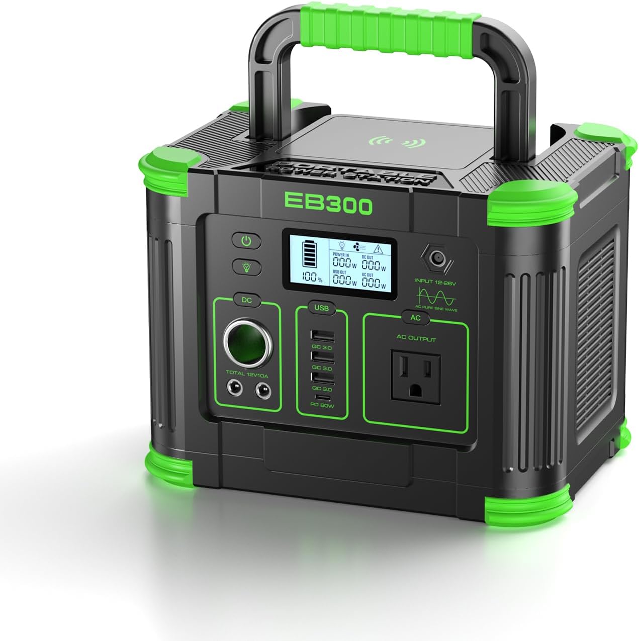 330W Transportable Energy Station, 288.6Wh Photo voltaic Generator with 60W USB-C PD Output, 110V Pure Sine Wave AC Outlet, 5W Wi-fi Charging, Multi-Port Energy Provide for Tenting, Residence Blackout, RV Journey