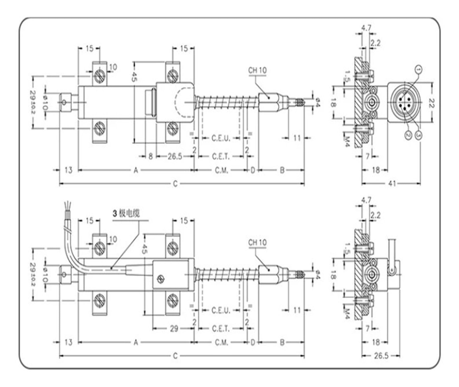 Sensore di spostamento con ripristino automatico PY-2-F-050-S01M