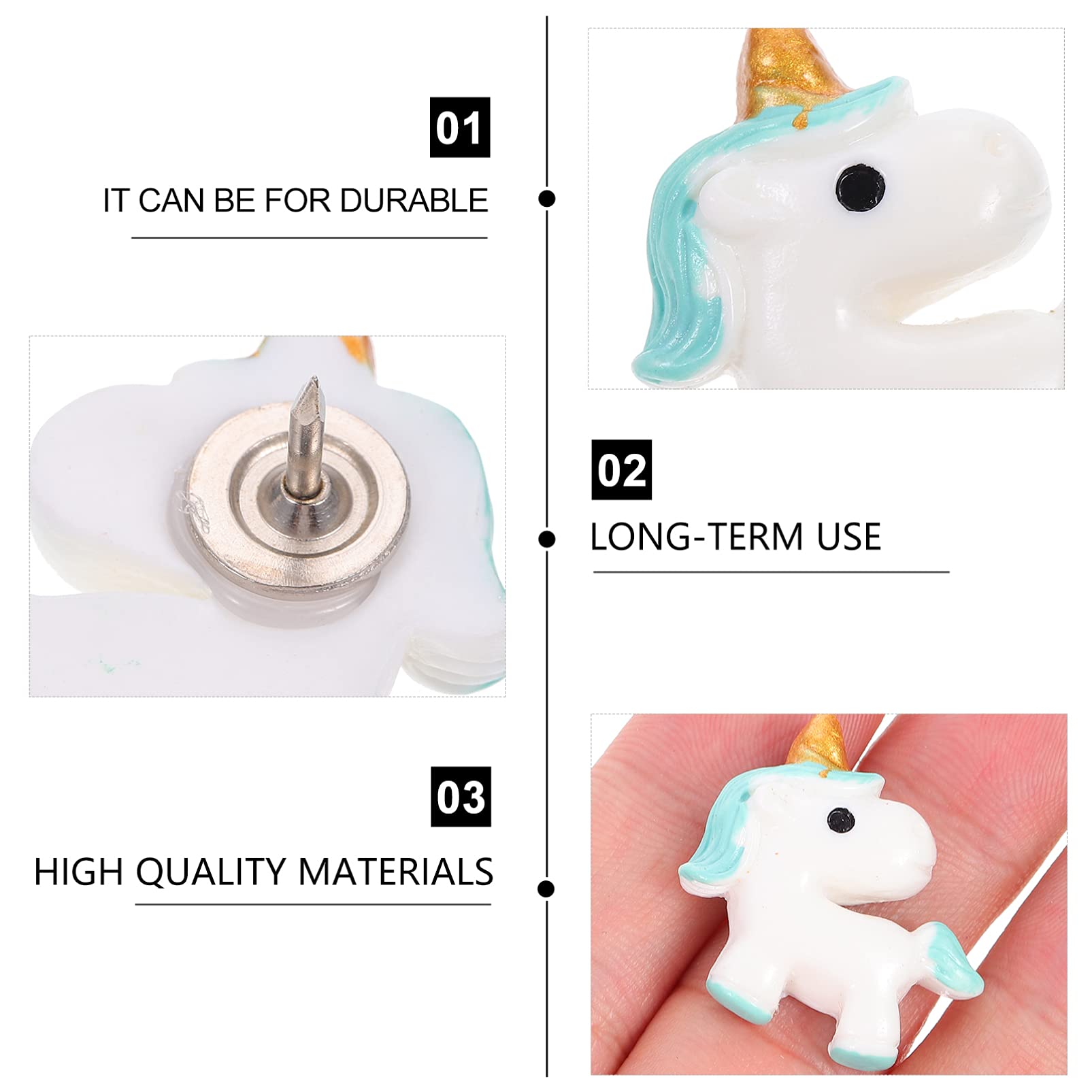 TOYANDONA 10 Stück Bunte Reißzwecken (Einhorn-Design) – Für Pinnwand, Whiteboard & Deko