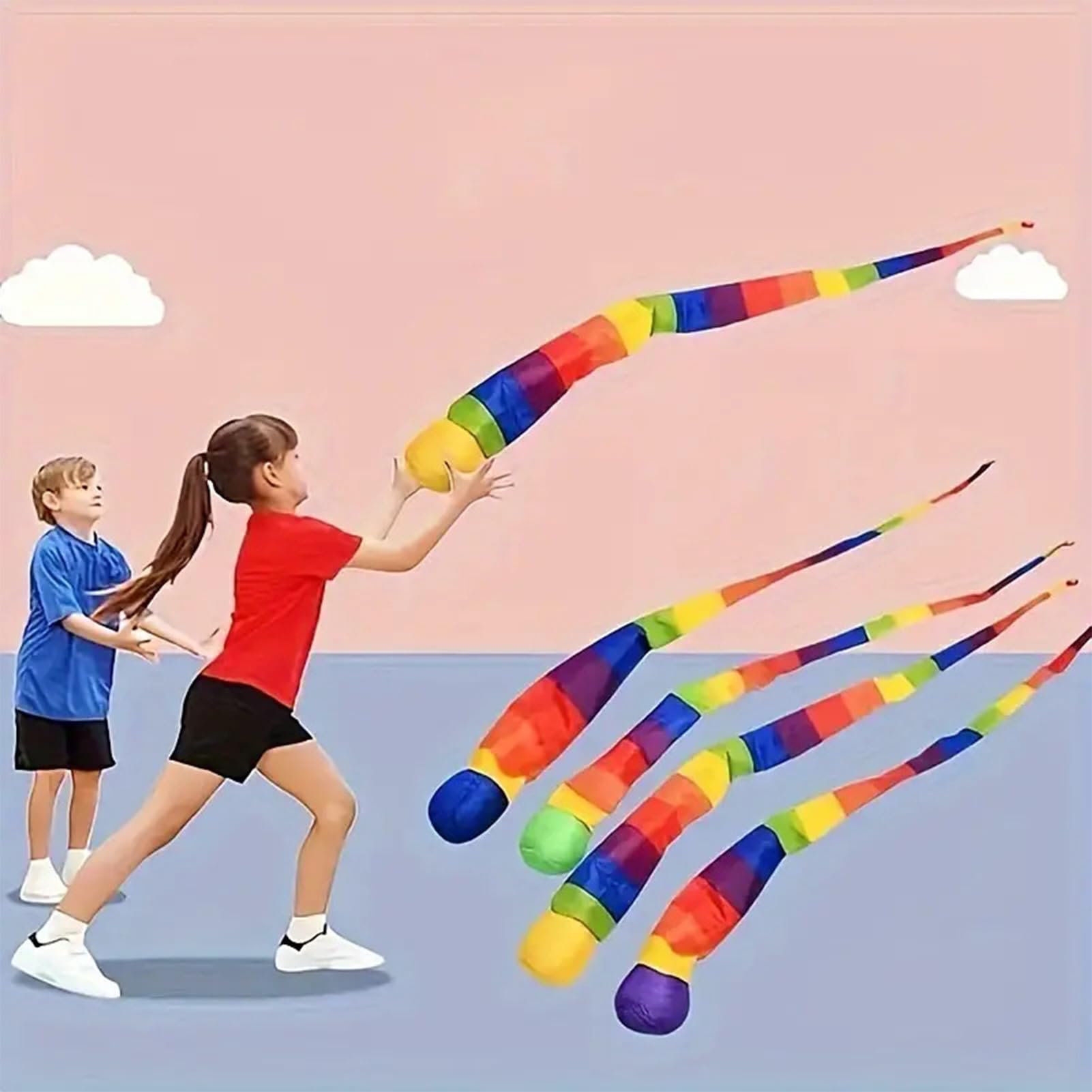 Générique Ballon De Lancer Et Rattrapage,Balles d'Entraînement avec Queue Arc-en-| Jeu de Lancer et Attraper pour et Adultes en Intérieur et Extérieur pour Parc, École, Plage et Jardin