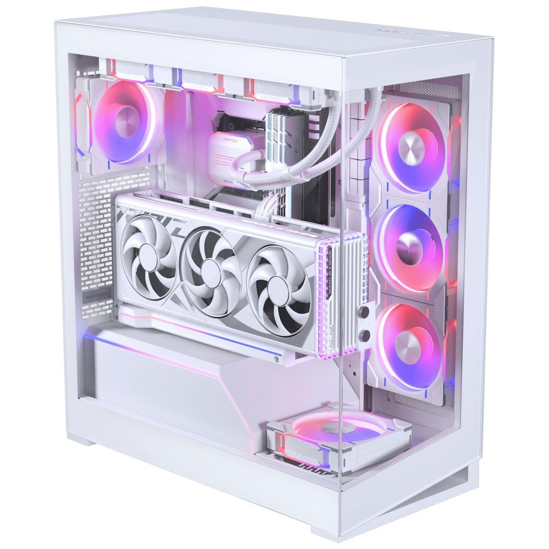 Phanteks NV5 MK2, Case Vetrina Mid-Tower, Supporto per Scheda Madre con Connettori Posteriori, Illuminazione D/A-RGB integrata, Vetro Temprato senza giunzioni, 8 slot per Ventole, Bianco Opaco