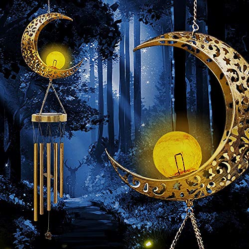 Metal Moon Solar Wind Chimes