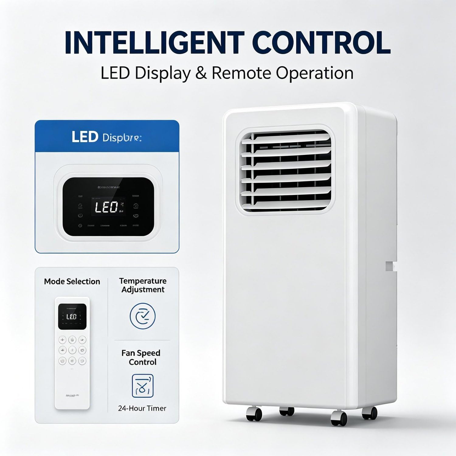 Climatiseur Portable, unité de climatisation puissante 18000BTU | Climatiseur sur pied haute performance ; refroidit jusqu'à 51 m² ; climatiseur portable pour salon et salle de sport.