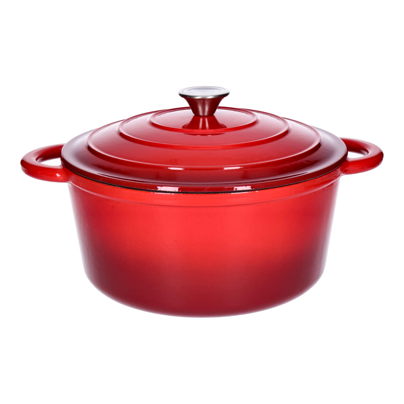 Pentola, casseruola per carne in ghisa smaltata con coperchio 6 l, diametro 28 cm, pomello in acciaio inox, adatto per tutti i piani cottura, compresi quelli a induzione, utilizzabile in forno fino a