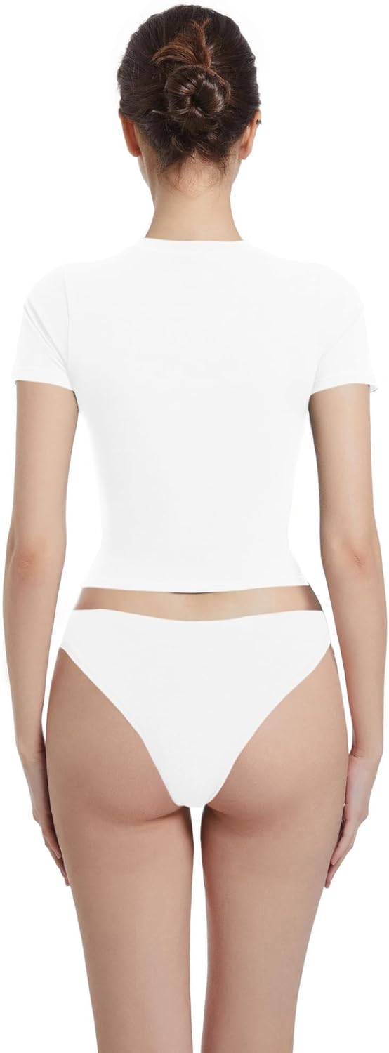 Crewneck Short Sleeve T Shirts for Women Fitted Basic TeesY2k Going Out Tops - Image 2