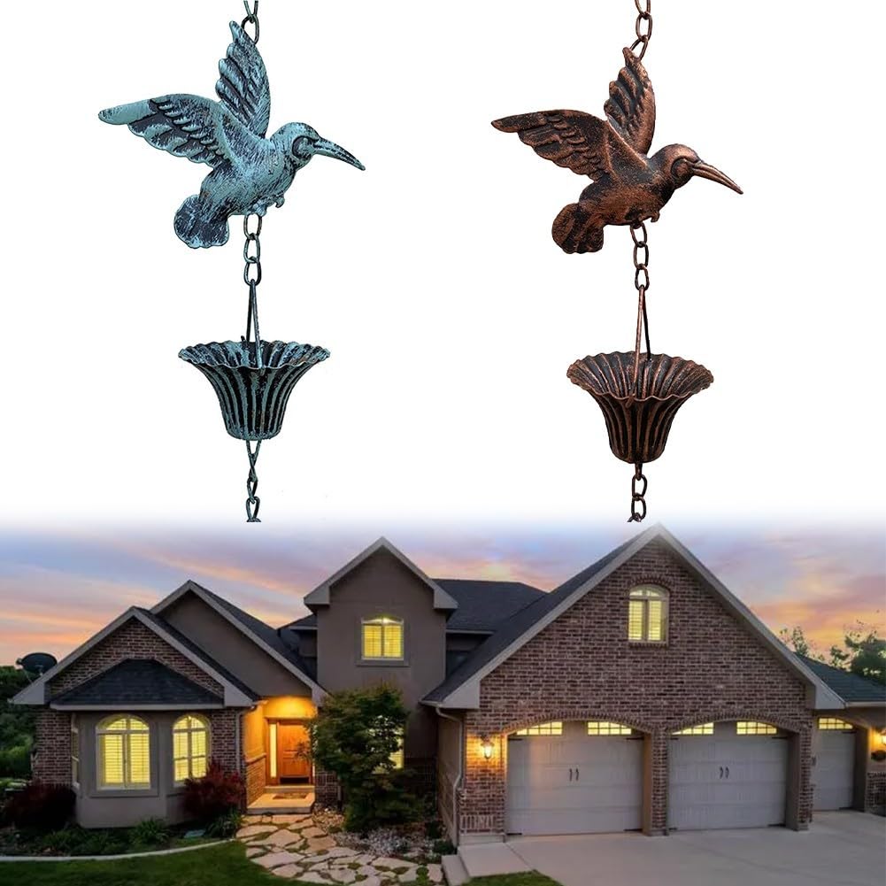 Chaînes de pluie pour gouttières, 2,6 m de long, chaîne de pluie lotus en cuivre, décoration de rechange pour gouttières, drainage d'avant-toit (marron)