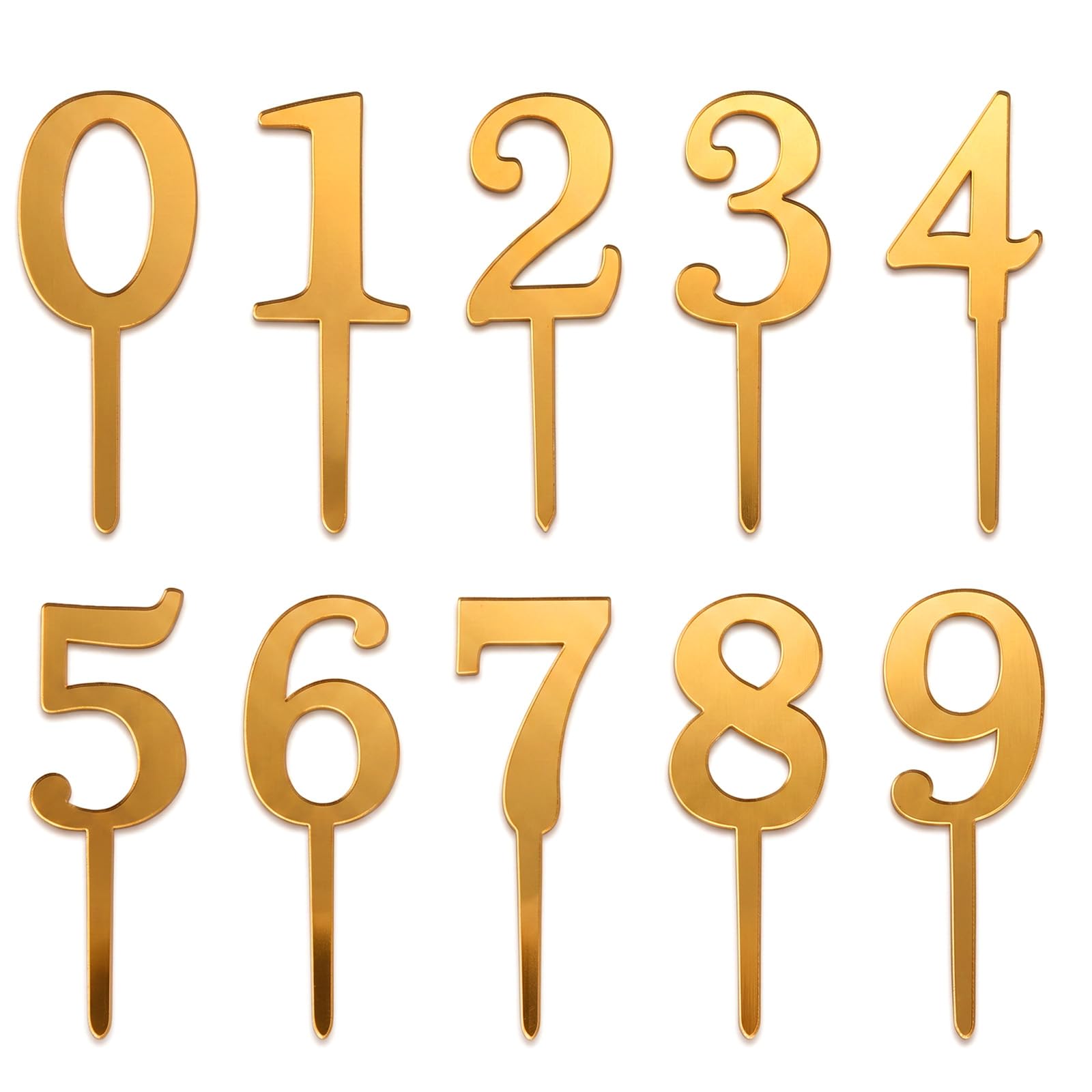 Matwsec 20 Pcs 0-9 Gold Acrylic Numbers for Cake, Shiny Acrylic Number Cake Topper, DIY Handmade Cakes Sign Decorations for Birthday Party Wedding Anniversary