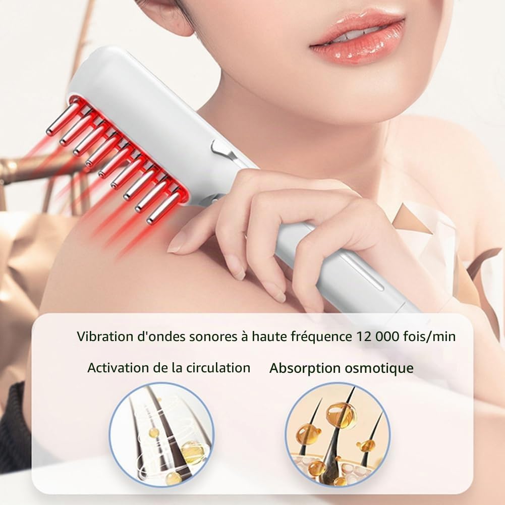 Peigne électrique de massage pour la croissance des cheveux avec micro-courant, lumière rouge LED, brosse pour cuir chevelu, anti-perte de cheveux, spa