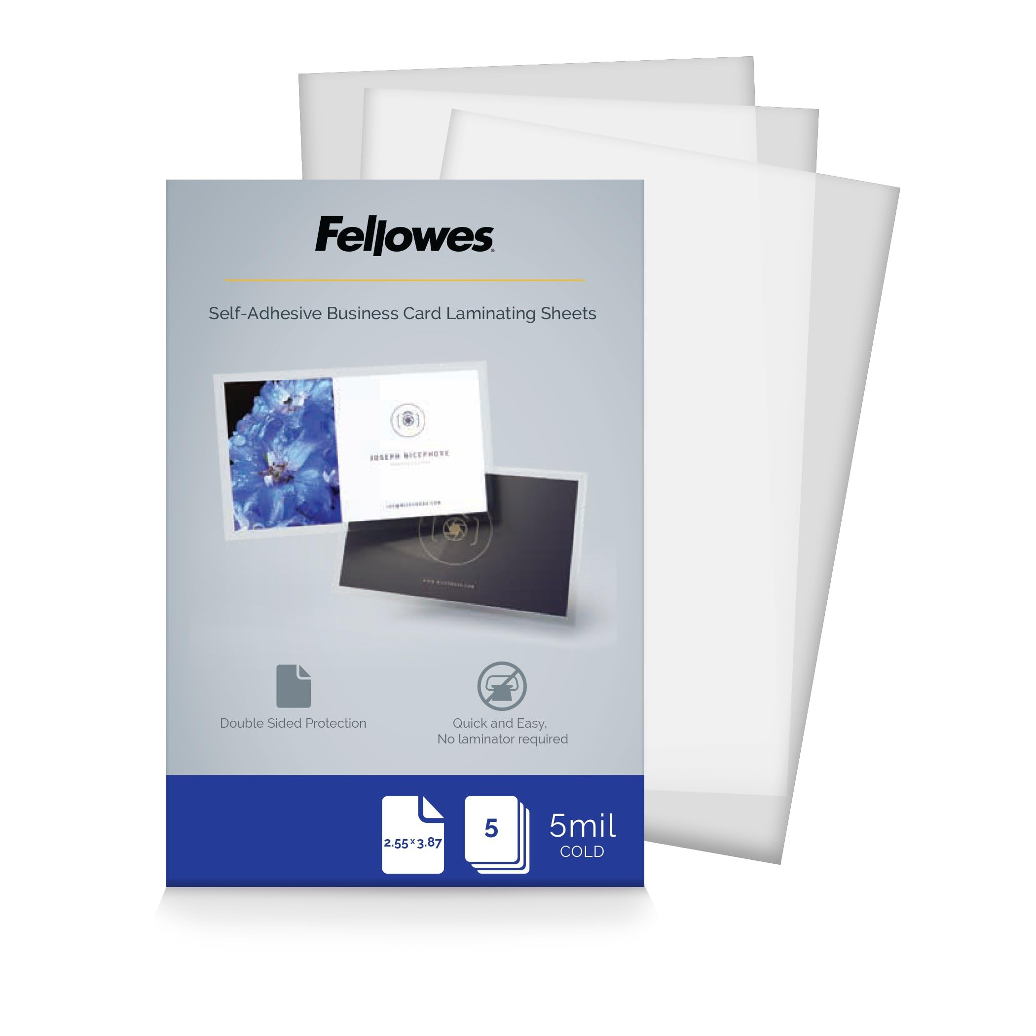 Fellowes Self-Adhesive Pouches, Business Card Size, 5 Mil, 5 Pack (5220101)