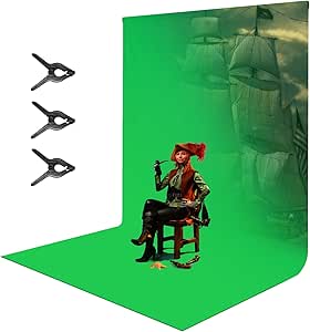 LimoStudio 9 x 15 feet / 108 x 180 inch Green Chromakey Photo Backdrop Screen Background, Premium A+ Grade High 150GSM Density Thicker Than Standard for Professionals with 3 Spring Clamps, AGG1777