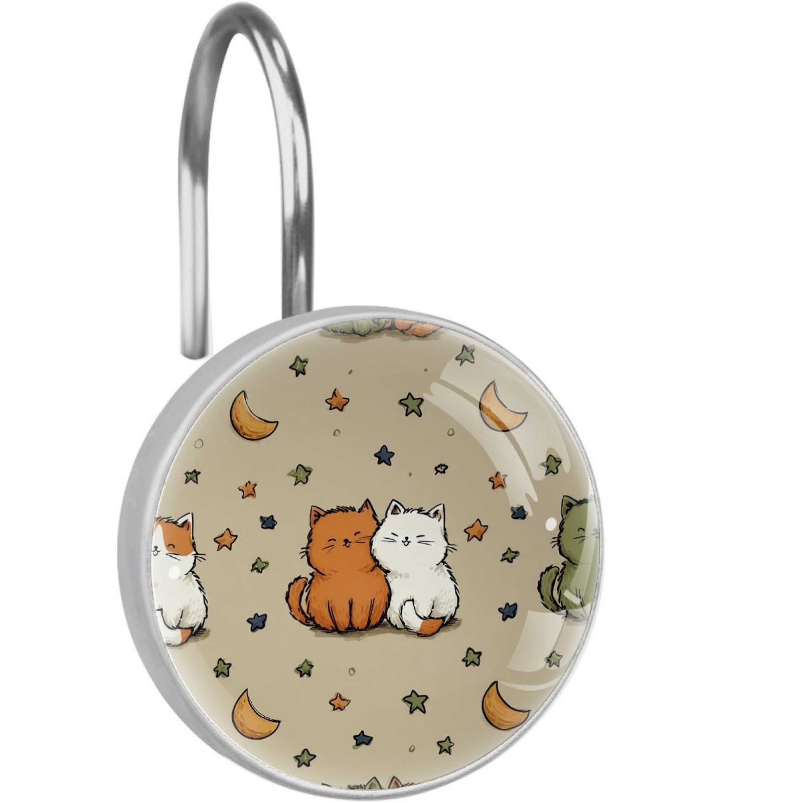 VAPOKF Decorative Shower Curtain Hook, Cats Rustproof Stainless Steel Shower Curtain Hook for Bathroom, Shower Curtain Hangers for Shower Rod