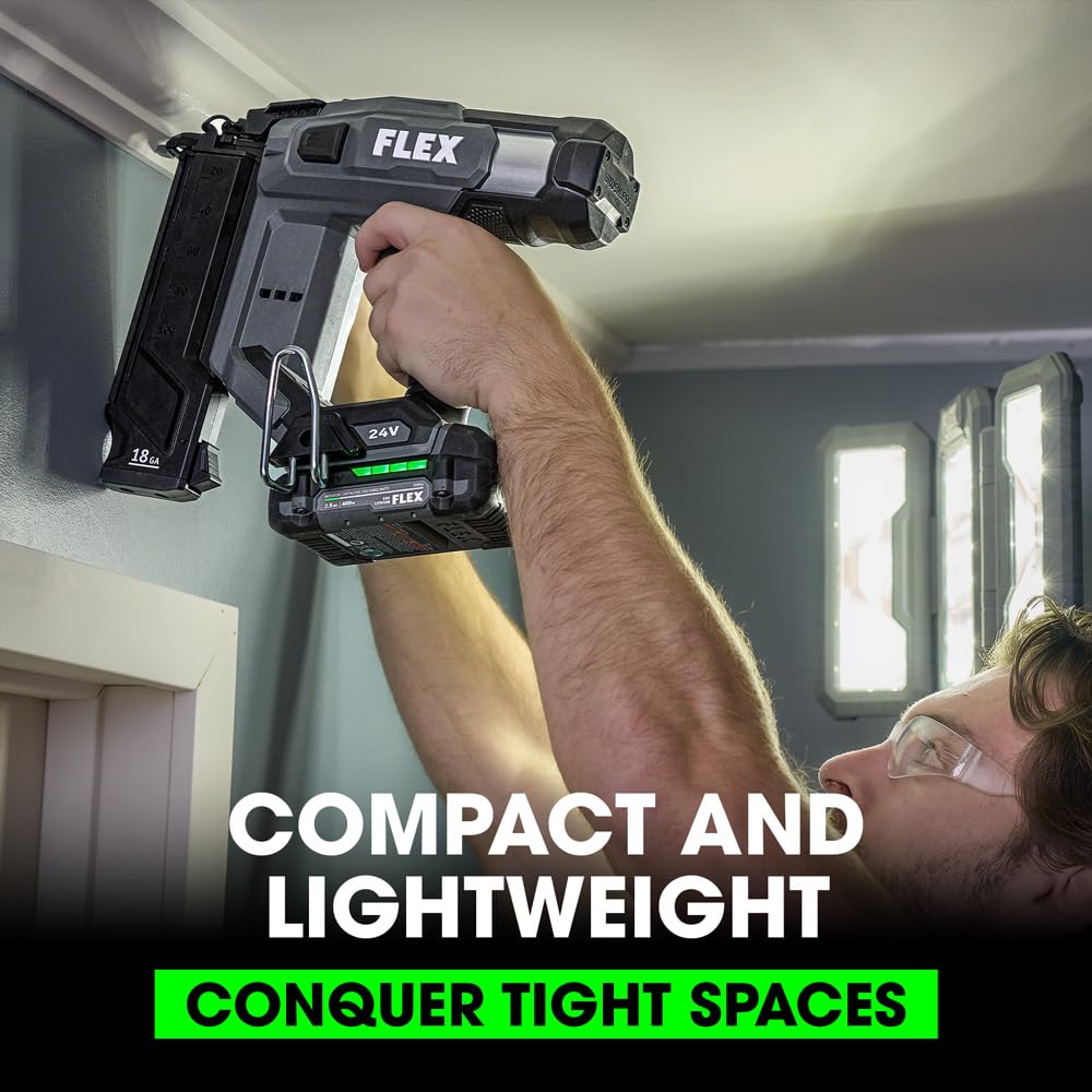 FLEX 24V Brushless Cordless 18 Gauge Brad Nailer Kit, Zero Ramp-up