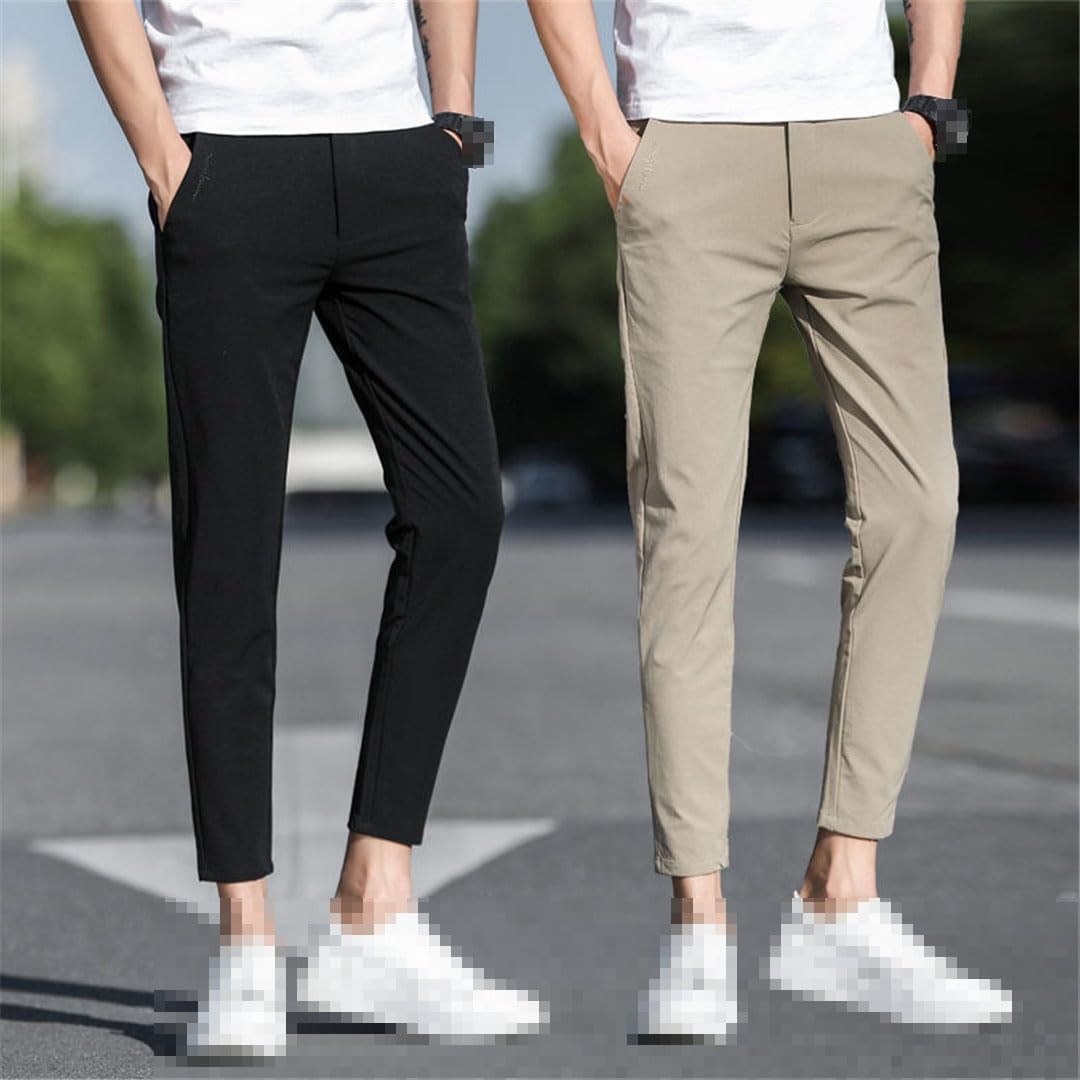 Vogrtcc Pantalones Casuales Ajustados para Hombres Pantalones con Cintura Elástica Pantalones hasta Los Tobillos