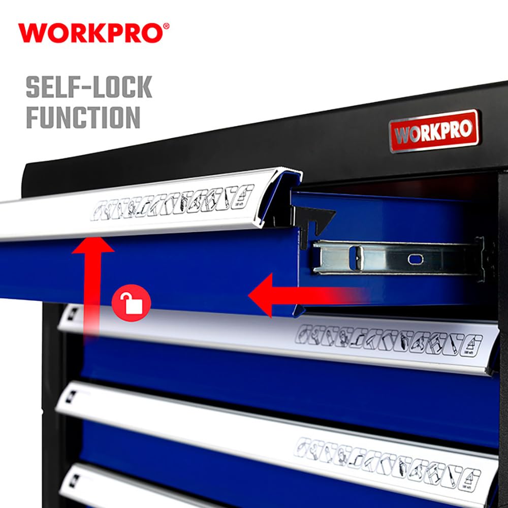 WORKPRO - Carro de Taller (7 cajones, 79 x 49 x 49 x 49 cm, Metal), para Herramientas y Herramientas manuales