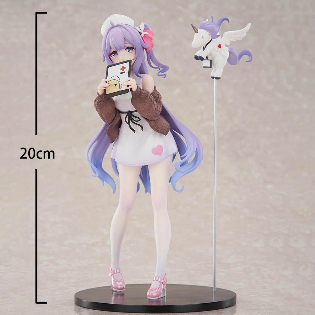 Zhongkaihua HMS Figurka jednorożca, 20 cm, wersja pielęgniarska, figurka akcji, urocza kolekcjonerska statuetka z PCW, dekoracja biurka, model, prezent dla fanów kawaii