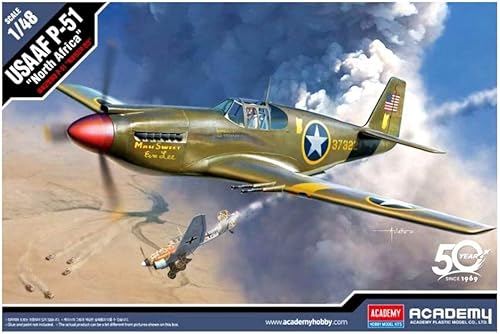Academy 148 Fuerza Aérea del Ejército de los Estados Unidos P-51 Mustang Modelo de plástico del frente norteafricano 12338