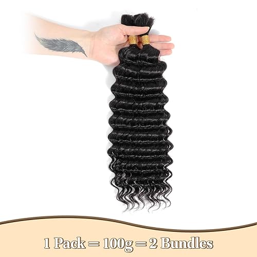 Miniatura 6 de Urbeauty Cabello humano trenzado, cabello humano ondulado profundo para trenzar, cabello humano rizado para trenzas bohemias, sin