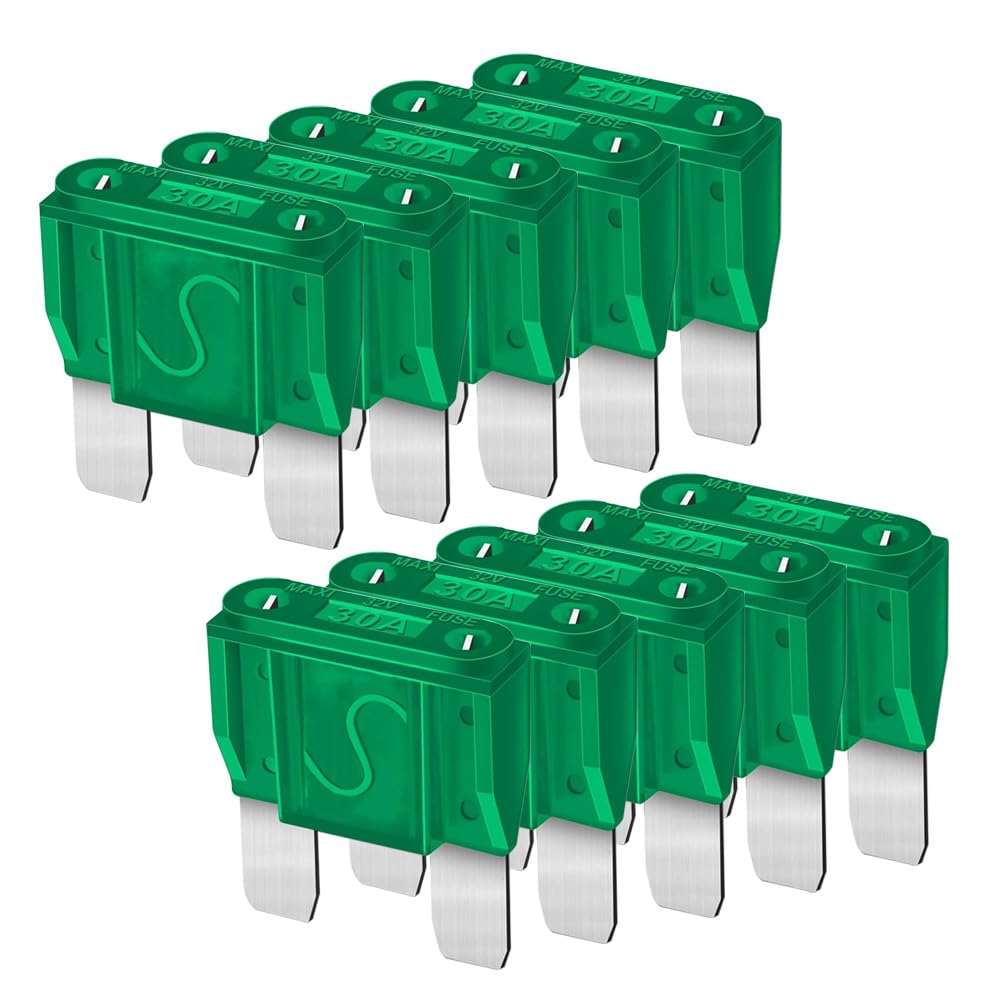 Gebildet 10Pcs Blade Fuses Maxi Apx Replacement Fuses 30A For Cars Trucks Rvs Boats Automotives Vehicle Campers Suv