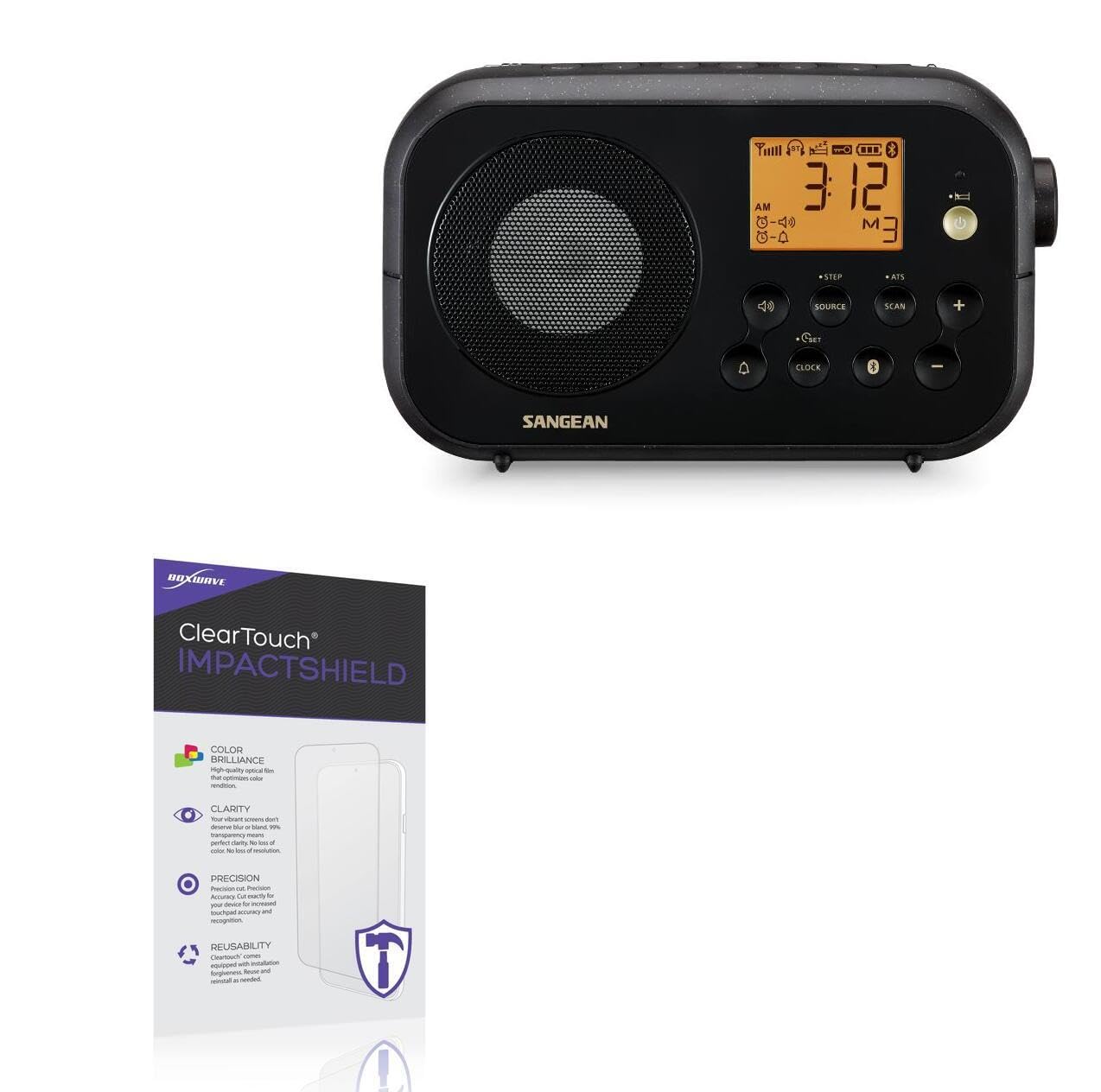 BoxWave Screen Protector Compatible With Sangean PR-D12BT - ClearTouch ImpactShield (2-Pack), Impenetrable Screen Protector Flexible Film