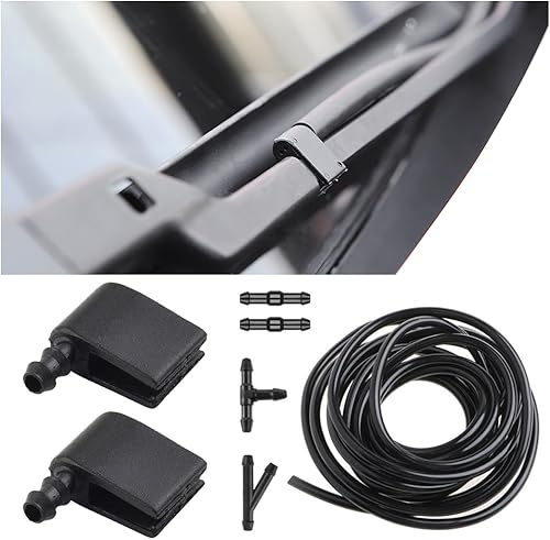 2 piezas de chorro de boquilla para brazo de limpiaparabrisas con manguera de líquido de 6.6 ft y 4 conectores de manguera, kit de repuesto para