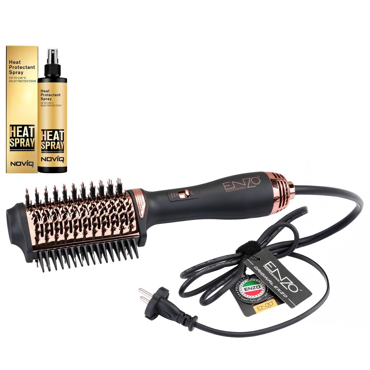 ENZO Ionic 3-in-1 Hot Air Styling Brush with NOVIQ Heat Spray